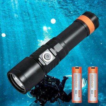 Scuba Diving Light, 3000 Lumen Underwater Flashlight with 6 Degrees Narrow Beam, IP68 Waterproof Night Dive Torch with Battery Indicator, 2Pcs 21700 Rechargeable Battery Included Scuba Diving Light, 3000 Lumen Underwater Flashlight with 6 Degrees Narrow Beam, IP68 Waterproof Night Dive Torch with Battery Indicator, 2Pcs 21700 Rechargeable Battery Included