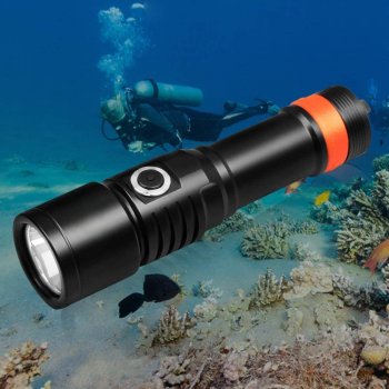 Scuba Dive Light, 1300 Lumens, 8 Degrees Narrow Beam Angle, Titanium Alloy Side Button Switch, 2 Lighting Modes, with USB Battery, Battery Indicator, for Underwater 150 Meters Diving Scuba Dive Light, 1300 Lumens, 8 Degrees Narrow Beam Angle, Titanium Alloy Side Button Switch, 2 Lighting Modes, with USB Battery, Battery Indicator, for Underwater 150 Meters Diving