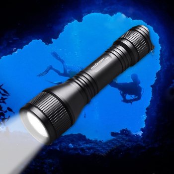 Scuba Dive Light, 1000 Lumens Underwater Diving Flashlight, IPX-8 Waterproof Night Dive Torch 150 Meters Submersible Light with 2Pcs 18650 Battery and Charger