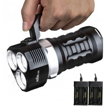 6000 Lumen LED Diving Flashlight, Super Bright 100m Underwater and Powerful Waterproof Torch with Magnetic Control Switch, 4 Light Modes and 4×18650 Batteries.