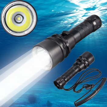 Led Scuba Diving Flashlight Torch Underwater 100M Waterproof Submarine Light Rechargeable Battery and Charger Included